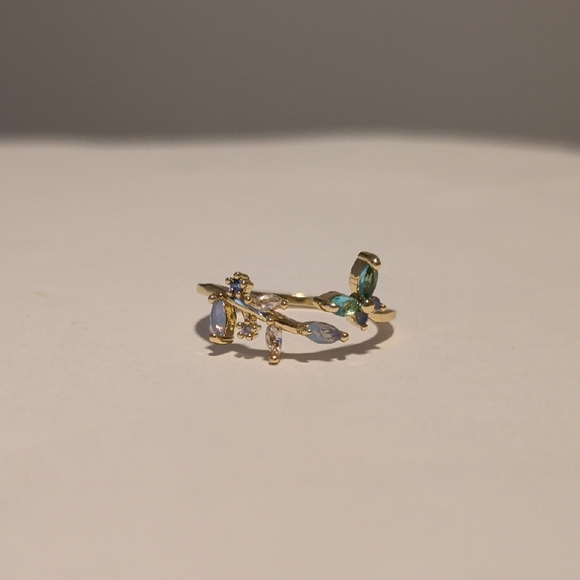 Adjustable Blue Butterfly Ring - Picture 3 of 5